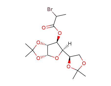 Molecular Structure of 167823-32-7 (1,2:5,6-di-O-isopropylidene-α-D-glucofuranos-3-O-yl α-bromopropionate)