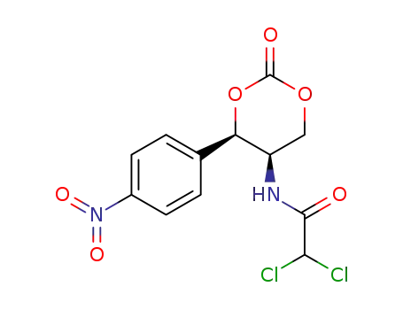 Molecular Structure of 907579-60-6 (dichloroacetic acid-[(5<i>R</i>)-4<i>c</i>-(4-nitro-phenyl)-2-oxo-[1,3]dioxan-5<i>r</i>-ylamide])