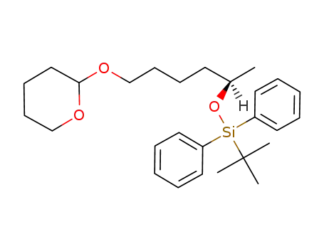 Molecular Structure of 110065-99-1 (Silane,
(1,1-dimethylethyl)[[1-methyl-5-[(tetrahydro-2H-pyran-2-yl)oxy]pentyl]oxy]
diphenyl-, (1S)-)