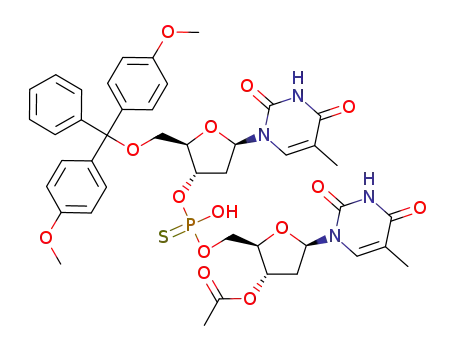 Molecular Structure of 118149-31-8 (5'-O-dimethoxytritylthimidine-3'-O-(5'-O-thymidylyl-3'-O-acetyl)phosphorothioate)