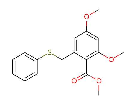 Molecular Structure of 70719-51-6 (Benzoic acid, 2,4-dimethoxy-6-[(phenylthio)methyl]-, methyl ester)
