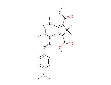 Molecular Structure of 117227-36-8 (4-{[1-(4-Dimethylamino-phenyl)-meth-(E)-ylidene]-amino}-3,6,6-trimethyl-4,6-dihydro-1H-cyclopenta[1,2,4]triazine-5,7-dicarboxylic acid dimethyl ester)