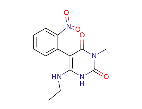Molecular Structure of 108005-12-5 (6-Ethylamino-3-methyl-5-(2-nitrophenyl)uracil)