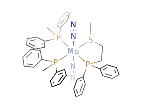 Molecular Structure of 89958-79-2 (trans-Mo(N<sub>2</sub>)2(PMePh<sub>2</sub>)2(PPh<sub>2</sub>CH<sub>2</sub>CH<sub>2</sub>SMe))