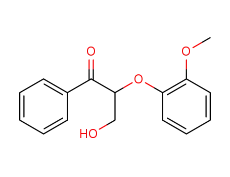 Molecular Structure of 99634-01-2 (3-hydroxy-2-(2-methoxyphenoxy)-1-phenyl-1-propanone)