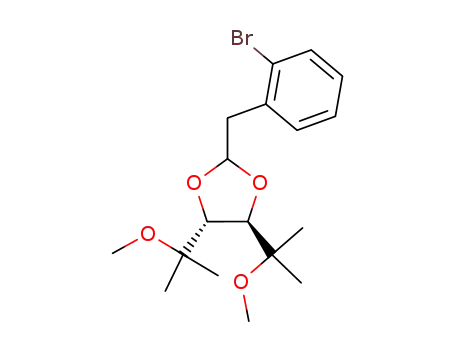Molecular Structure of 172794-67-1 ((4R,5R)-2-(2-Bromo-benzyl)-4,5-bis-(1-methoxy-1-methyl-ethyl)-[1,3]dioxolane)