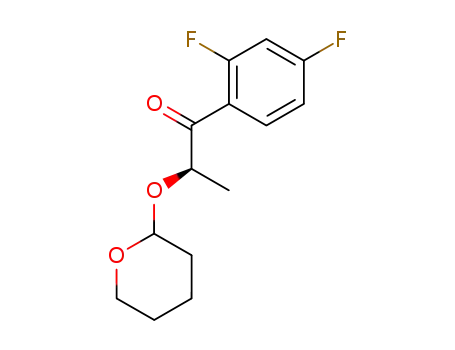 Molecular Structure of 126918-17-0 ((2R)-1-(2,4-difluorophenyl)-2-(tetrahydro-2H-pyran-2-yloxy)propan-1-one)