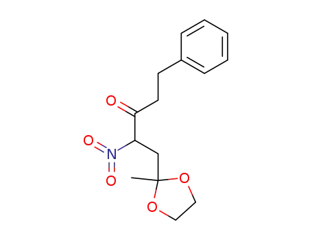 Molecular Structure of 89329-53-3 (3-Pentanone, 1-(2-methyl-1,3-dioxolan-2-yl)-2-nitro-5-phenyl-)
