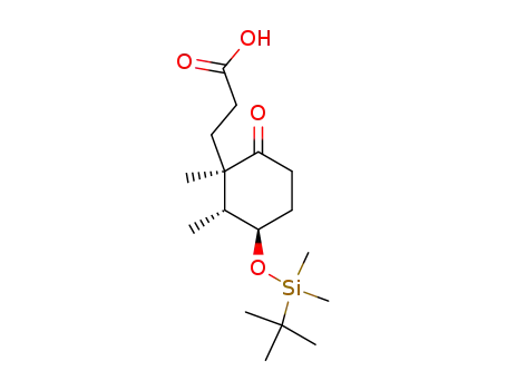 Molecular Structure of 164414-36-2 ((1R,2R,3R)-(-)-<3-(tert-butyldimethylsiloxy)-1,2-dimethyl-6-oxocyclohexyl>propionic acid)