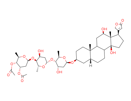 Card-20(22)-enolide,3-[(O-3,4-di-O-acetyl-2,6-dideoxy-b-D-ribo-hexopyranosyl-(1®4)-O-2,6-dideoxy-b-D-ribo-hexopyranosyl-(1®4)-2,6-dideoxy-b-D-ribo-hexopyranosyl)oxy]-12,14-dihydroxy-, (3b,5b,1