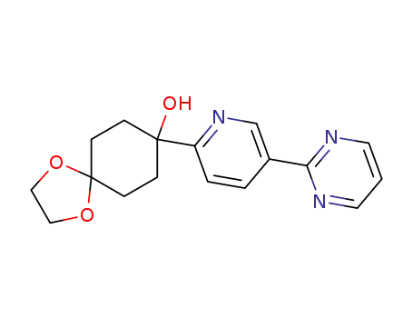 Molecular Structure of 857651-05-9 (8-(5-pyrimidin-2-ylpyridin-2-yl)-1,4-dioxaspiro[4.5]decan-8-ol)