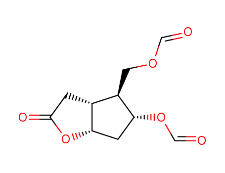 Molecular Structure of 130325-32-5 (Formic acid (3aR,4S,5R,6aS)-4-formyloxymethyl-2-oxo-hexahydro-cyclopenta[b]furan-5-yl ester)