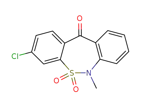 Molecular Structure of 26638-53-9 (3-Chloro-6-methyl-dibenzo[c,f][1,2]thiazepin-11(6H)-one 5,5-dioxide)