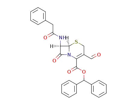 Molecular Structure of 35246-65-2 ((6<i>R</i>)-3-formyl-8-oxo-7<i>t</i>-(2-phenyl-acetylamino)-(6<i>r</i><i>H</i>)-5-thia-1-aza-bicyclo[4.2.0]oct-2-ene-2-carboxylic acid benzhydryl ester)