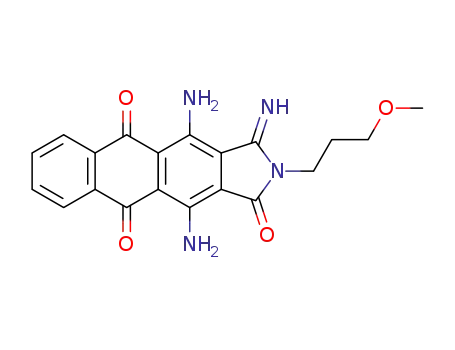 Molecular Structure of 13418-49-0 (4,11-diamino-2,3-dihydro-3-imino-2-(3-methoxypropyl)-1H-naphth[2,3-f]isoindole-1,5,10-trione)