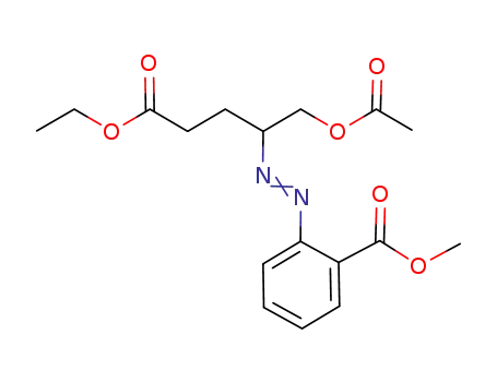 Molecular Structure of 916811-64-8 (2-(1-acetoxymethyl-3-ethoxycarbonylpropylazo)benzoic acid methyl ester)