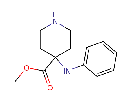 Molecular Structure of 61085-80-1 (4-Piperidinecarboxylic acid, 4-(phenylamino)-, methyl ester)