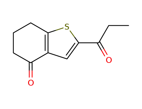 Molecular Structure of 74459-08-8 (2-propionyl-6,7-dihydrobenzo<b>thiophen-4(5H)one)