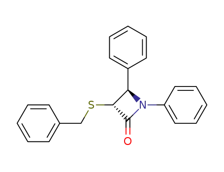 Molecular Structure of 38395-79-8 (2-Azetidinone, 1,4-diphenyl-3-[(phenylmethyl)thio]-, trans-)