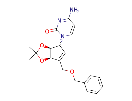 Molecular Structure of 105522-19-8 ((1R,4R,5S)-1-<3-<(benzyloxy)methyl>-4,5-(isopropylidenedioxy)-2-cyclopentenyl>cytosine)