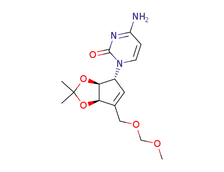 Molecular Structure of 99238-74-1 (4-amino-1-<(1R,2S,3R)-2,3-isopropylidenedioxy-4-methoxymethyloxymethyl-4-cyclopenten-1-yl>-2(1H)-pyrimidinone)