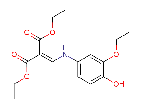 Molecular Structure of 55483-71-1 (Propanedioic acid, [[(3-ethoxy-4-hydroxyphenyl)amino]methylene]-,
diethyl ester)