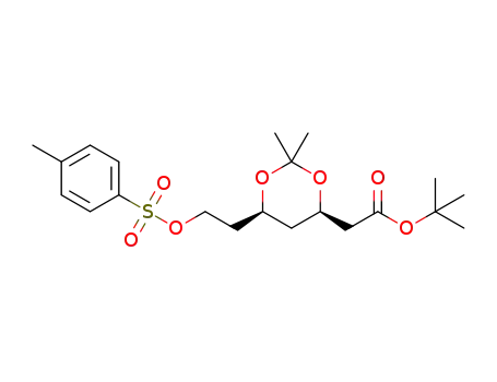 Molecular Structure of 1331869-22-7 (tert-butyl 2-((4R,6R)-2,2-dimethyl-6-(2-(tosyloxy)ethyl)-1,3-dioxan-4-yl)acetate)