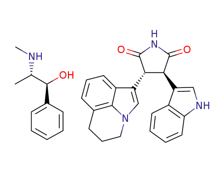 Molecular Structure of 1313508-66-5 ((3R,4R)-3-(5,6-dihydro-4H-pyrrolo[3,2,1-ij]quinolin-1-yl)-4-(1H-indol-3-yl)pyrrolidine-2,5-dione pseudoephedrine complex)