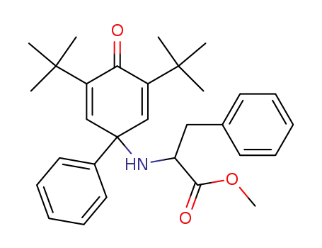 Molecular Structure of 90315-76-7 (L-Phenylalanine,
N-[3,5-bis(1,1-dimethylethyl)-4-oxo-1-phenyl-2,5-cyclohexadien-1-yl]-,
methyl ester)