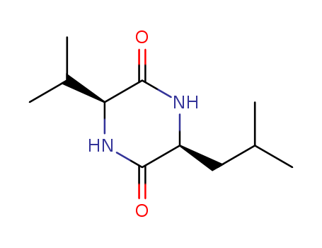 Molecular Structure of 15136-24-0 (2,5-Piperazinedione, 3-(1-methylethyl)-6-(2-methylpropyl)-, (3S,6S)-)