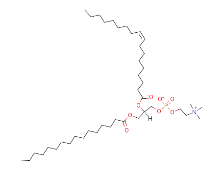 Molecular Structure of 26853-31-6 (1-PALMITOYL-2-OLEOYL-SN-GLYCERO-3-PHOSPHOCHOLINE)