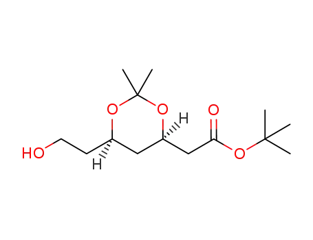 Molecular Structure of 1173184-84-3 (tert-butyl 2-[(4R,6R)-6-(2-hydroxyethyl)-2,2-dimethyl-1,3-dioxan-4-yl]acetate)