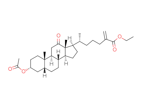 Molecular Structure of 108055-30-7 (ethyl 3α-acetoxy-12-oxo-5βH-cholest-25-en-27-oate)