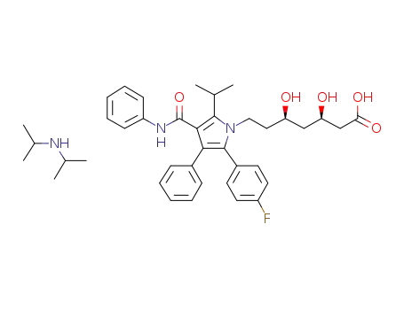 Molecular Structure of 908852-23-3 ([R-(R*,R*)]-2-(4-fluorophenyl)-β,δ-dihydroxy-5-(1-methylethyl)-3-phenyl-4-(phenylcarbamoyl)-1H-pyrrole-1-heptanoic acid diisopropylamine salt)