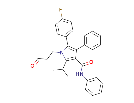 Molecular Structure of 110862-46-9 (N-Phenyl-5-(4-Fluorophenyl)-2-isopropyl-1-(3-oxopropyl)-4-phenyl-1H-pyrrole-3-carboxaMide)
