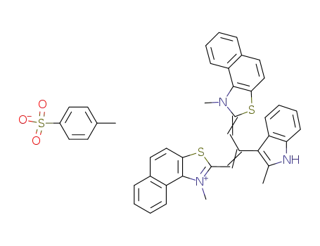 Molecular Structure of 18244-79-6 (1-methyl-2-[2-(2-methylindol-3-yl)-3-(1-methylnaphtho[1,2-d]thiazolin-2-ylidene)propenyl]naphtho[1,2-d]thiazolium p-toluenesulphonate)