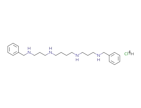 Molecular Structure of 117654-79-2 (1,14-bis(phenylmethyl)-1,5,10,14-tetraazatetradecane tetrahydrochloride)