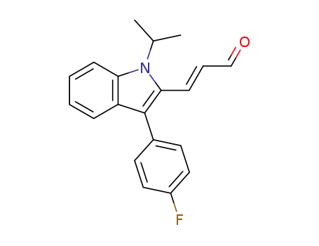Molecular Structure of 93957-50-7 ((E)-3-[3'-(4"-Fluorophenyl)-1'-(1"-methylethyl)-1H-indol-2"-yl]-2-propnal)