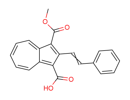 Molecular Structure of 77627-17-9 (1,3-Azulenedicarboxylic acid, 2-(2-phenylethenyl)-, monomethyl ester)
