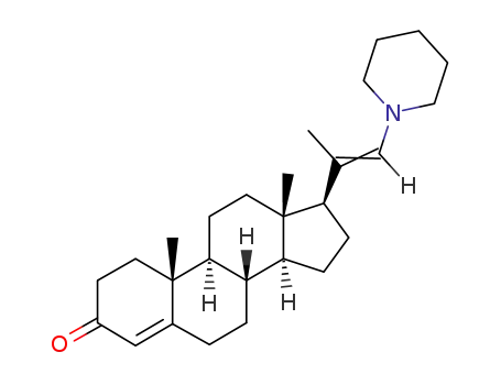 Molecular Structure of 24377-48-8 (20-(piperidin-1-ylmethylidene)pregn-4-en-3-one)