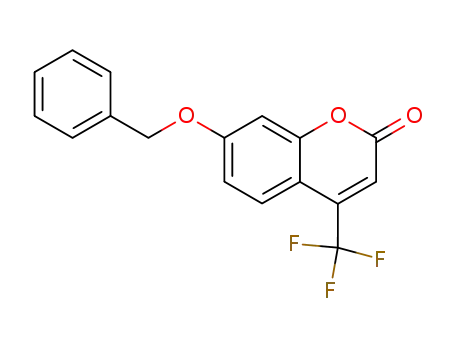 Molecular Structure of 220001-53-6 (2H-1-Benzopyran-2-one, 7-(phenylmethoxy)-4-(trifluoromethyl)-)