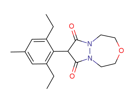 Molecular Structure of 314020-44-5 (7H-Pyrazolo[1,2-d][1,4,5]oxadiazepine-7,9(8H)-dione,
8-(2,6-diethyl-4-methylphenyl)tetrahydro-)