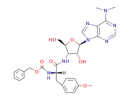 Molecular Structure of 57182-86-2 (6-dimethylamino-9-[3'-(O-methyl) (2S)-N-benzyloxycarbonyltyrosinylamino-3'-deoxy-β-D-ribofuranosyl]purine)