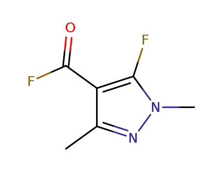 Molecular Structure of 191614-02-5 (1H-Pyrazole-4-carbonyl fluoride, 5-fluoro-1,3-dimethyl- (9CI))