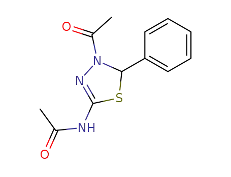 Molecular Structure of 62236-01-5 (Acetamide, N-(4-acetyl-4,5-dihydro-5-phenyl-1,3,4-thiadiazol-2-yl)-)