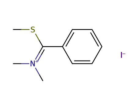Molecular Structure of 6485-11-6 (Methanaminium, N-methyl-N-[(methylthio)phenylmethylene]-, iodide)