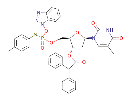Diphenyl-acetic acid (2R,3S,5R)-2-[(benzotriazol-1-yloxy)-p-tolylsulfanyl-phosphoryloxymethyl]-5-(5-methyl-2,4-dioxo-3,4-dihydro-2H-pyrimidin-1-yl)-tetrahydro-furan-3-yl ester