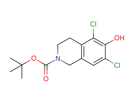 Molecular Structure of 851784-76-4 (2(1H)-Isoquinolinecarboxylic acid, 5,7-dichloro-3,4-dihydro-6-hydroxy-, 1,1-dimethylethyl ester)