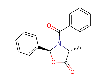 Molecular Structure of 118995-17-8 ((2S,4R)-3-Benzoyl-4-methyl-2-phenyl-5-oxazolidinone)