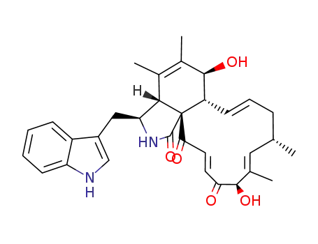 Molecular Structure of 50335-04-1 ((7S,13E,16S,17E,19R,21E)-7,19-Dihydroxy-10-(1H-indol-3-yl)-16,18-dimethyl[13]cytochalasa-5,13,17,21-tetrene-1,20,23-trione)